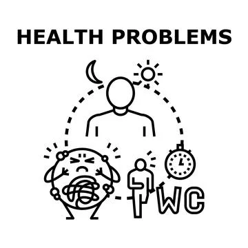 Health problems causing digestive issues and discomfort Stock Illustration