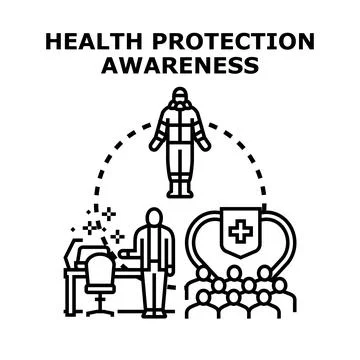 Health protection awareness program educating public Illustration