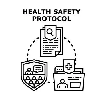 Health safety protocol developing and implementing measures Stock Illustration