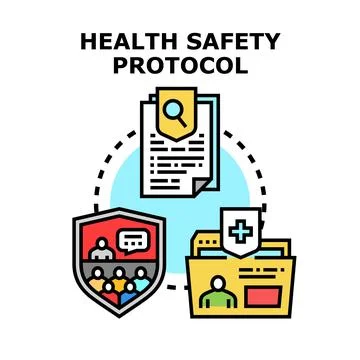 Health safety protocol developing and implementing measures Stock Illustration