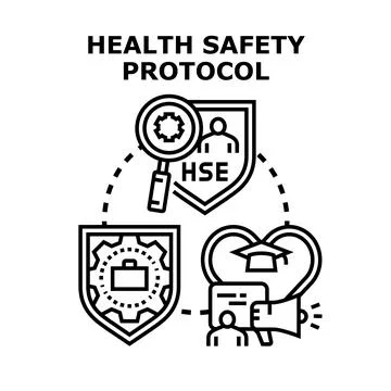 Health safety protocol developing at workplace icon Illustrazione stock