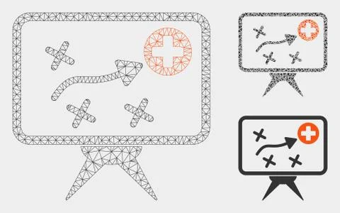 Health Strategy Vector Mesh Network Model and Triangle Mosaic Icon Stock Illustration