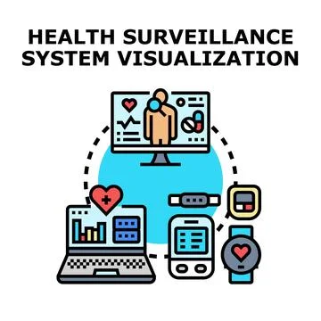 Health surveillance system visualization managing medical data Stock Illustration