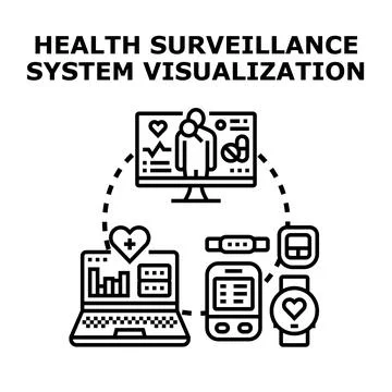 Health surveillance system visualization managing medical data Stock Illustration