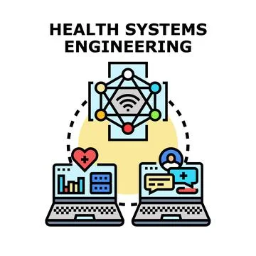 Health system engineering developing medical technology solution Stock Illustration