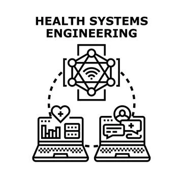 Health system engineering developing medical technology solution Stock Illustration