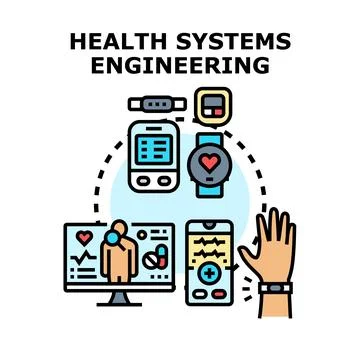Health systems engineering connecting digital medical devices Stock Illustration
