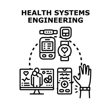 Health systems engineering connecting digital medical devices Stock Illustration