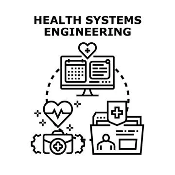 Health systems engineering developing medical administration solutions Ilustración de archivo