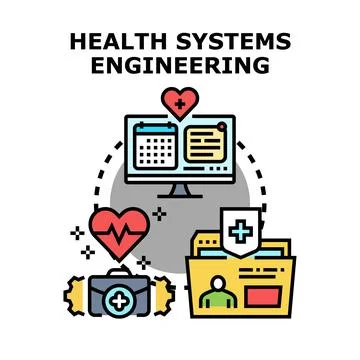 Health systems engineering developing medical administration solutions Stock Illustration