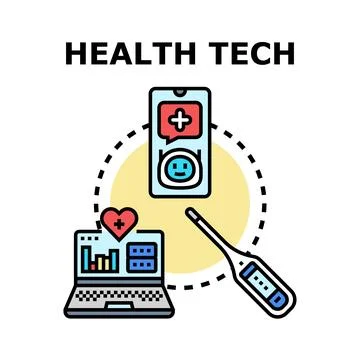 Health tech devices and digital medical monitoring 스톡 일러스트