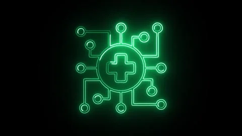 Health Tech Isolated on Black Background Neon Medical Innovation Animation 動画素材 329056654