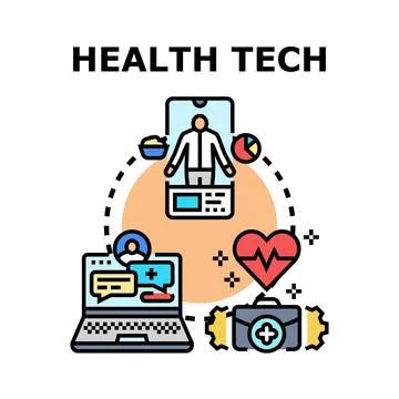 Health technology ecosystem integrating digital medical solutions 스톡 일러스트
