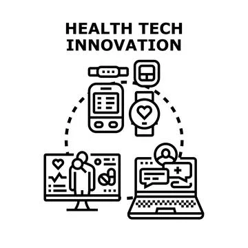 Health technology innovation exploring digital medical future Stock Illustration