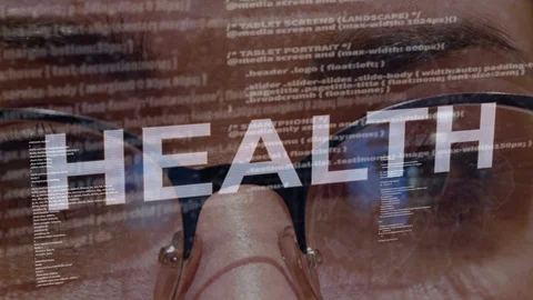 Health text on background of female developer Stock Footage 107201816