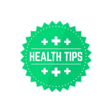 Health tips badge, vector label Stock Illustration