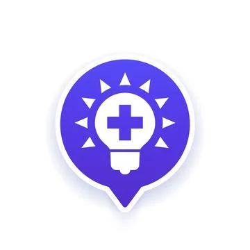Health tips icon with lamp, vector Stock Illustration