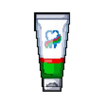 Health toothpaste pixel art vector illustration sign color Stock Illustration