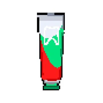 Health toothpaste pixel art vector illustration 스톡 일러스트