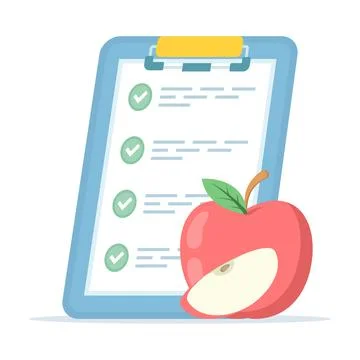 Health tracking chart. Apple and checklist icons are perfect for diet plans. Stock Illustration