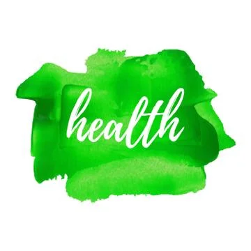 Health vector word, text, icon, symbol, poster, logo on hand drawn green pain Stock Illustration