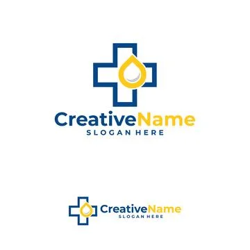 Health water logo design vector template, Creative Plus health water logo c.. Stock Illustration