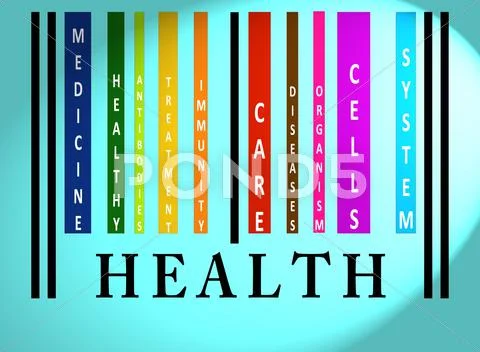 Health word on colored barcode Stock Illustration