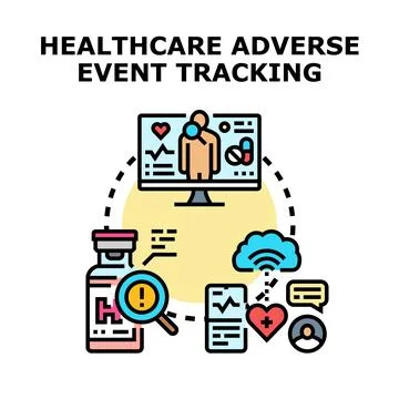 Healthcare adverse event tracking system monitoring patient safety Stock Illustration