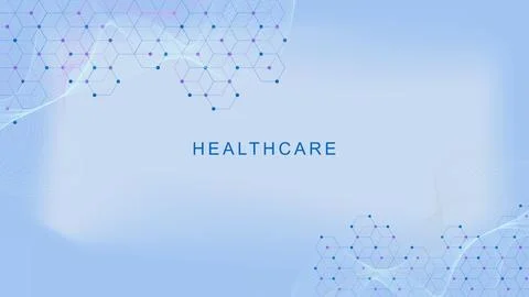 Healthcare background with hexagonal molecular structure and wave flow. Stock Illustration