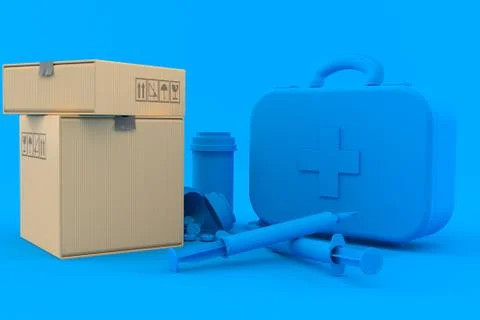 Healthcare background with stack of boxes Illustrazione stock