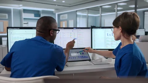 Healthcare Coder And Auditor Review Clinical Billing Accuracy Together Stock-Footage 343882210