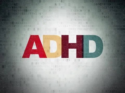 Healthcare concept: ADHD on Digital Data Paper background Stock Illustration