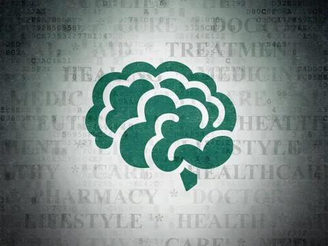 Healthcare concept: Brain on Digital Data Paper background Stock Illustration