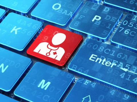 Healthcare concept: Doctor on computer keyboard background イラスト素材