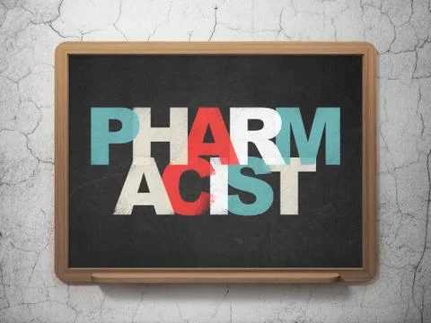 Healthcare concept: Pharmacist on School Board background Stock Illustration