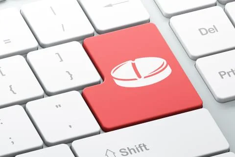 Healthcare concept: Pill on computer keyboard background Stock-Illustration