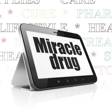 Healthcare concept: Tablet Computer with Miracle Drug on display Stock Illustration