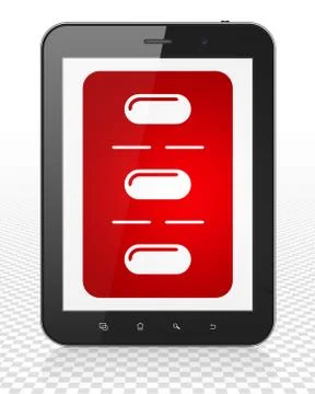 Healthcare concept: Tablet Pc Computer with Pills Blister on display Stock-Illustration