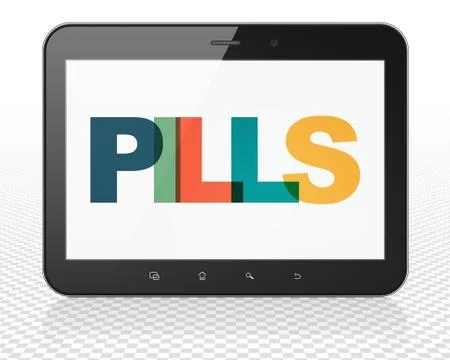 Healthcare concept: Tablet Pc Computer with Pills on  display Stock-Illustration
