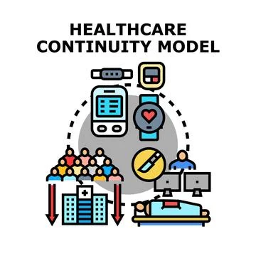 Healthcare continuity model implementing remote patient monitoring systems Stock Illustration