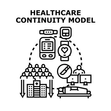 Healthcare continuity model implementing remote patient monitoring systems Illustrazione stock