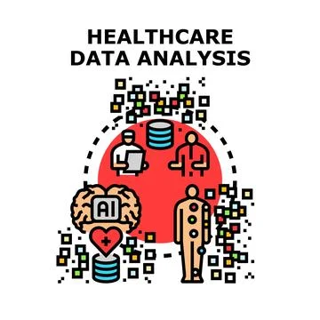 Healthcare data analysis concept with artificial intelligence Stock Illustration
