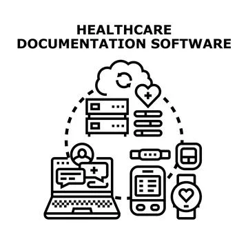 Healthcare data management software system and medical documentation 스톡 일러스트