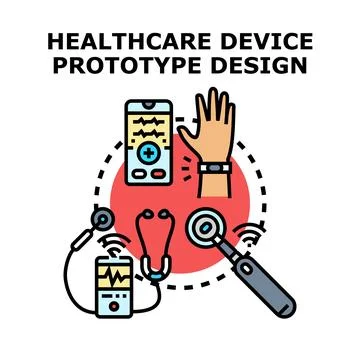 Healthcare device prototype design concept developing medical technology Stock Illustration