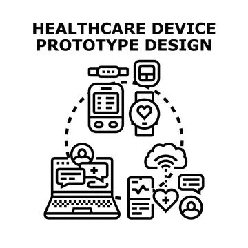 Healthcare device prototype design system development planning Stock Illustration