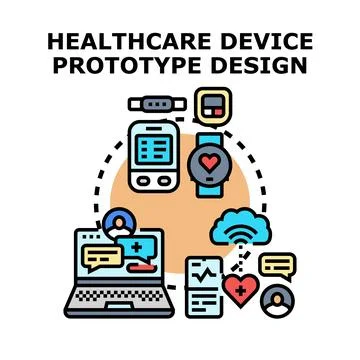 Healthcare device prototype design system development planning Stock Illustration