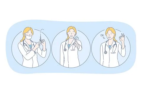 Healthcare, doctor showing signs, medicine concept Stock Illustration