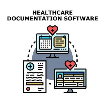 Healthcare documentation software for patient data management Stock Illustration