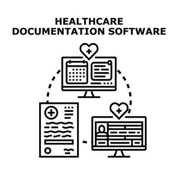 Healthcare documentation software for patient data management Stock Illustration