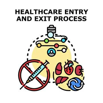 Healthcare entry and exit process system Illustrazione stock